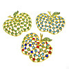 Rhinestone Zinc Alloy Ornaments, Apple, gold color plated, flat back & with rhinestone & hollow 