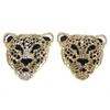 Rhinestone Zinc Alloy Ornaments, Leopard, gold color plated, flat back & enamel & with rhinestone 