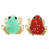 Rhinestone Zinc Alloy Ornaments, with Resin, Frog, gold color plated, with rhinestone & hollow 