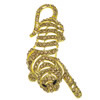 Rhinestone Zinc Alloy Ornaments, Tiger, gold color plated, with rhinestone & hollow 