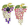 Rhinestone Zinc Alloy Ornaments, with Crystal, Grape, gold color plated, flat back & faceted & with rhinestone 