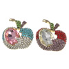 Rhinestone Zinc Alloy Ornaments, with Crystal, Apple, gold color plated, faceted & with rhinestone 