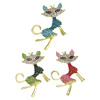 Rhinestone Zinc Alloy Ornaments, Cat, gold color plated, with rhinestone 