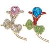 Rhinestone Zinc Alloy Ornaments, with Crystal, Flower, gold color plated, faceted & with rhinestone 