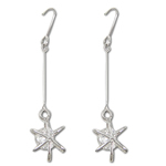 Cubic Zircon Brass Earring, Star, platinum plated, with cubic zirconia 