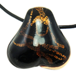 Collar de la joyería de cristal de Murano, con cordón de goma, Corazón, lámina de oro, 36x38mm, longitud:17 Inch, Vendido por Sarta