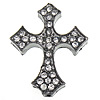 Strass Zinklegierung Perlen, Kreuz, plattiert, keine, 24x30x4.5mm, Bohrung:ca. 1.5mm, verkauft von PC