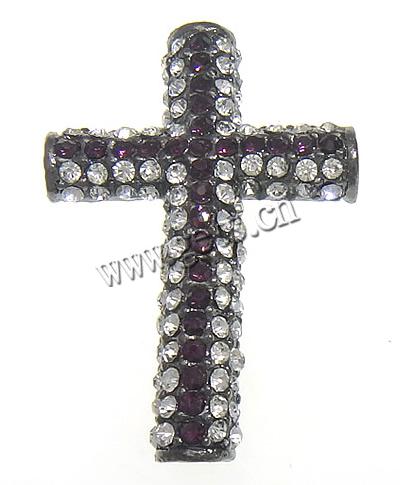 Strass Zinklegierung Perlen, Kreuz, plattiert, keine, 27x40x7mm, Bohrung:ca. 2.5mm, verkauft von PC