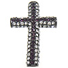 Strass Zinklegierung Perlen, Kreuz, plattiert, keine, 27x40x7mm, Bohrung:ca. 2.5mm, verkauft von PC