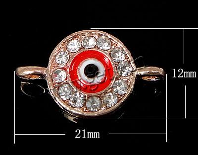 Rhinestone Zinc Alloy Connector, with enamel, Flat Round, plated, Customized & enamel & with rhinestone & 1/1 loop, more colors for choice, 21x12x2.5mm, Hole:Approx 2mm, Sold By PC