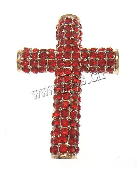 Rhinestone Zinc Alloy Beads, Cross, plated, more colors for choice, 27x40x7.5mm, Hole:Approx 3mm, Sold By PC