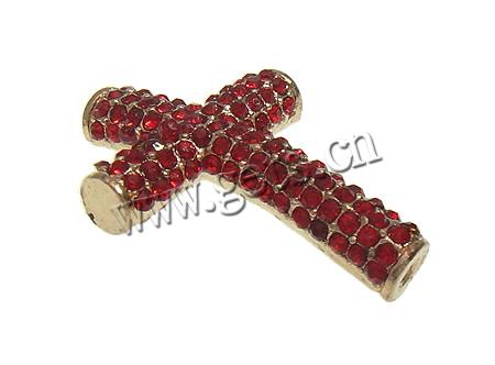 Rhinestone Zinc Alloy Beads, Cross, plated, more colors for choice, 27x40x7.5mm, Hole:Approx 3mm, Sold By PC