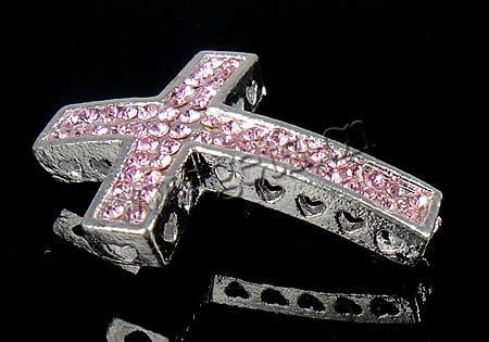 Rhinestone Zinc Alloy Connector, Cross, plated, Customized & with rhinestone, more colors for choice, 27x39x5mm, Hole:Approx 2.5mm, Sold By PC