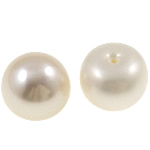 Half Drilled Cultured Freshwater Pearl Beads, Button, natural, half-drilled, white, Grade AAA, 12-13mm Approx 0.8mm 