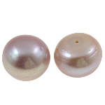 Half Drilled Cultured Freshwater Pearl Beads, Button, natural, half-drilled, pink, Grade AA, 13-14mm Approx 0.8mm 