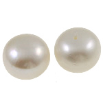 Half Drilled Cultured Freshwater Pearl Beads, Button, natural, half-drilled, white, Grade AA, 13-14mm Approx 0.8mm 