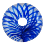 Murano Schmuck Halskette, Lampwork, mit Gewachsten Baumwollkordel, Kreisring, handgemacht, blau, 35x35mm, Länge:17 ZollInch, verkauft von Strang