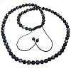 Woven Ball ожерелья моды, Нейлоновый шнурок, с Кристаллы, регулируемый & граненый, 8-10mm, длина:Приблизительно 30-40 дюймовый, продается Strand