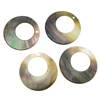 Black Shell Pendant, Donut, 34-35x34-35x1-2mm Approx 2mm 
