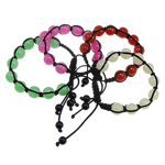 Glass Woven Ball Bracelets, with Nylon Cord, painted, mixed colors, 12mm .5 Inch 