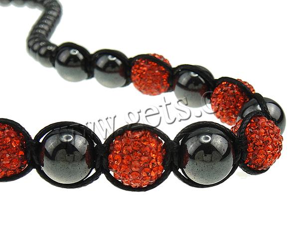 Fashion Woven Ball Necklace, Wax Cord, with Hematite & Resin, Customized & with rhinestone, more colors for choice, 12mm, Length:24 Inch, Sold By Strand