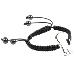 Zinc Alloy Woven Ball Bracelets, with Wax Cord, handmade, nickel, lead & cadmium free Inch 