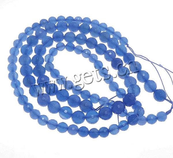 Perle Agate bleue naturelle, Rond, multiple tailles pour le choix & facettes, Trou:Environ 1.5mm, Longueur:Environ 15.5 pouce, Vendu par brin