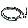 Wrap Bracelets, Cowhide, with turquoise, brass clasp, platinum color plated , 4mm Approx 13.5-15.5 Inch 
