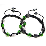 Zinc Alloy Woven Ball Bracelets, with Wax Cord & Lampwork, handmade 10mm, 8mm Approx 7-11 Inch 