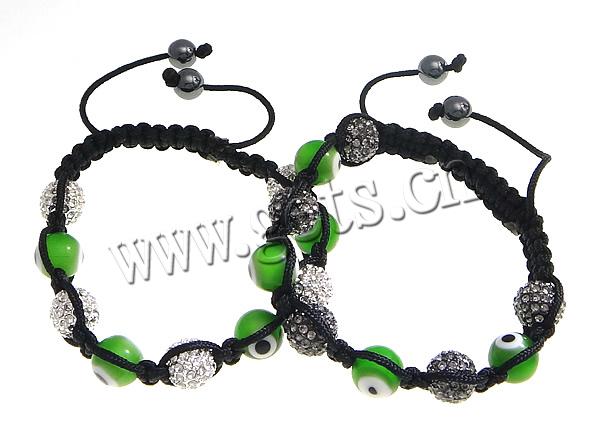 Zinklegierung Woven Ball Armbänder, mit Wachsschnur & Lampwork, handgemacht, keine, 10mm, 8mm, Länge:ca. 7-11 ZollInch, verkauft von Strang