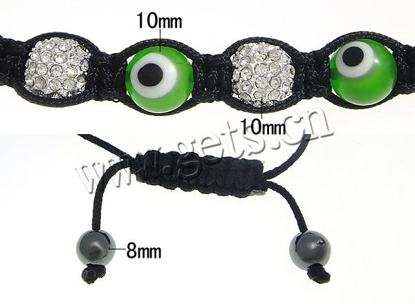 Zinklegierung Woven Ball Armbänder, mit Wachsschnur & Lampwork, handgemacht, keine, 10mm, 8mm, Länge:ca. 7-11 ZollInch, verkauft von Strang