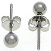 Stainless Steel Stud Earring, Round, original color, 4mm 