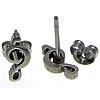 Stainless Steel Stud Earring, Music Note, plumbum black color plated 
