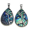 Abalone Shell Pendants, Brass, with Abalone Shell, Teardrop, platinum color plated Approx 