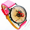 Bracelets de montre pour femmes, alliage de zinc, avec cuir PU & verre, Placage de couleur platine, avec tendance féminine signe & avec le motif de coeur & avec le motif de lettre, rouge violet brillant, 40mm, 18mm Environ 9 pouce, Vendu par PC