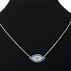 Evil Eye Jewelry Necklace, 925 Sterling Silver, plated, oval chain & with cubic zirconia 1.5mm Approx 18.8 Inch 