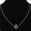 Cubic Zirconia Sterling Silver Necklace, 925 Sterling Silver, Star, plated, with cubic zirconia 1.2mm Approx 18 Inch 