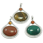 Mixed Gemstone Pendants, with Zinc Alloy, nickel, lead & cadmium free Approx 