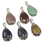 Mixed Gemstone Pendants, with Zinc Alloy, nickel, lead & cadmium free Approx 6mm 