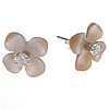 Freshwater Shell Earring, 925 Sterling Silver, with Pink Shell, Flower, with cubic zirconia, pink 
