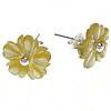 Freshwater Shell Earring, 925 Sterling Silver, with Yellow Shell, Flower, yellow 