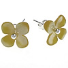 Freshwater Shell Earring, 925 Sterling Silver, with Yellow Shell, Flower, yellow 