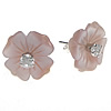 Freshwater Shell Earring, 925 Sterling Silver, with Pink Shell, Flower, with cubic zirconia, pink 