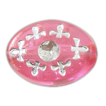 Silber Accent Kunststoff Perlen, oval, plattiert, Silberdruck, keine, 7x10x5mm, Bohrung:ca. 1mm, 2350PCs/Tasche, verkauft von Tasche