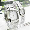 Bracelets de montre pour couple, alliage de zinc, avec verre, Placage de couleur platine, pour le couple, blanc  13-19mm Environ 7.6 pouce, Environ  8.2 pouce Vendu par paire