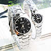 Paar Uhrenarmbänder, Zinklegierung, mit Glas, Platinfarbe platiniert, für paar, 24mm, 36mm, 12-18mm, Länge:ca. 7.8 ZollInch, ca.  8.2 ZollInch, 2PCs/Paar, verkauft von Paar