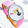 Bracelets de montre pour femmes, cuir, avec cadran en alliage de zinc, Rond, rose, 40mm, 18mm Environ 9 pouce, Vendu par PC