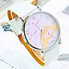 Bracelets de montre pour femmes, cuir, avec cadran en alliage de zinc, Rond, blanc, 40mm, 18mm Environ 9 pouce, Vendu par PC