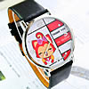 Bracelets de montre pour femmes, cuir, avec cadran en alliage de zinc, Rond, noire, 40mm, 18mm Environ 9 pouce, Vendu par PC