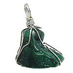 Malachite Pendants, with brass wire, Nuggets Approx Approx 